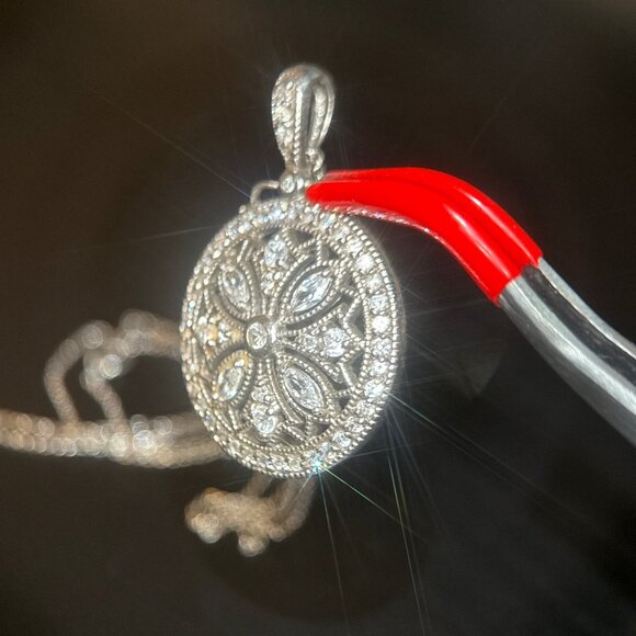 Art Deco Design 925 Silver Necklace - Picture 4 of 9